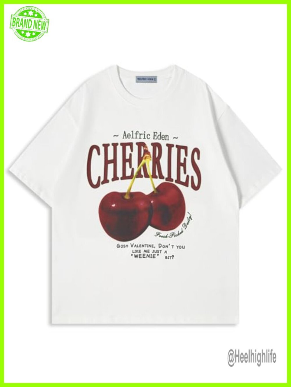 Oversized Cherry Graphic Tee Unisex Cotton Short Sleeve Casual Summer Top